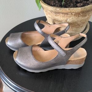 Dansko Silver Wedge Shoes with Adjustable Strap